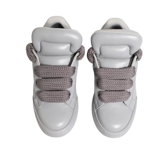 Dolce & Gabbana White Leather Gray Laces Low Top Sneakers Men's Shoes - Picture 2 of 5